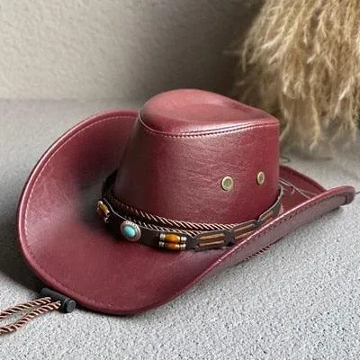 Faux Leather Western Cowboy Hats - UNISEX