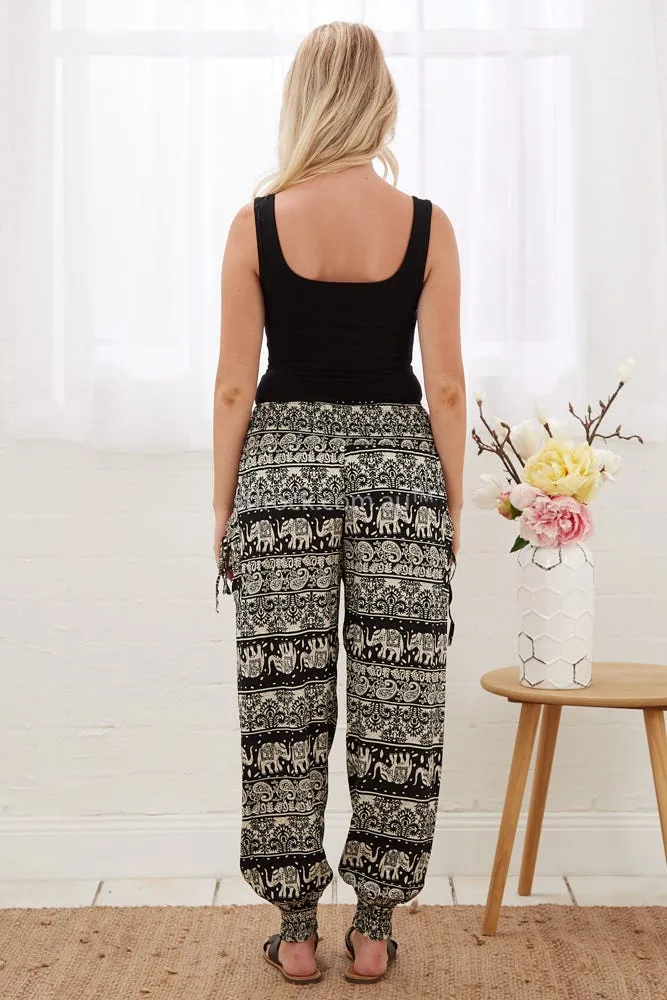 Gabby Lounge Pants in Black with Beige