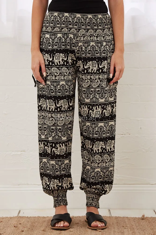 Gabby Lounge Pants in Black with Beige