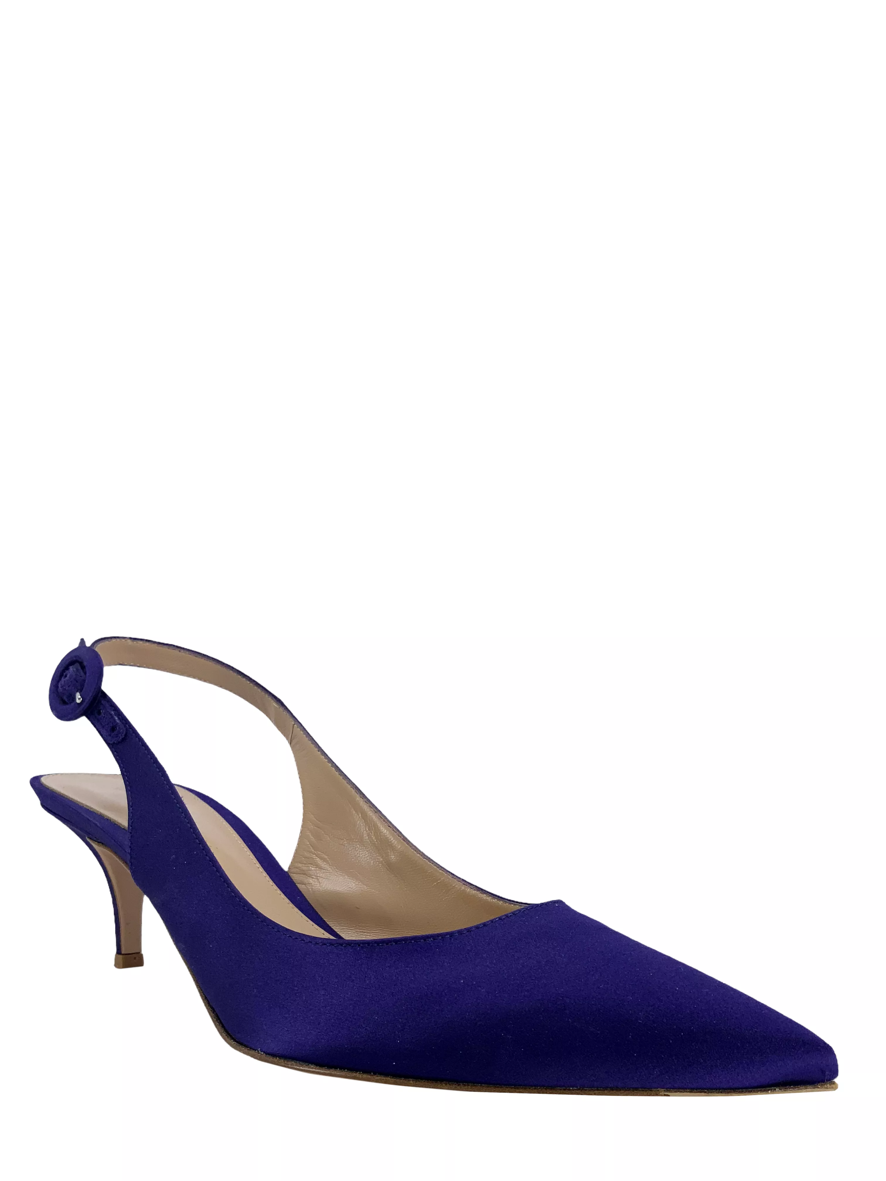 Gianvito Rossi Satin Pointed Toe Slingbacks Size 9