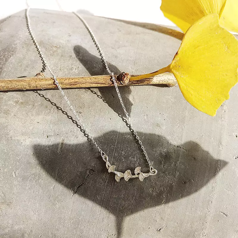 ginkgo leaf  S925 Sterling Silver fairy Necklace BY8063