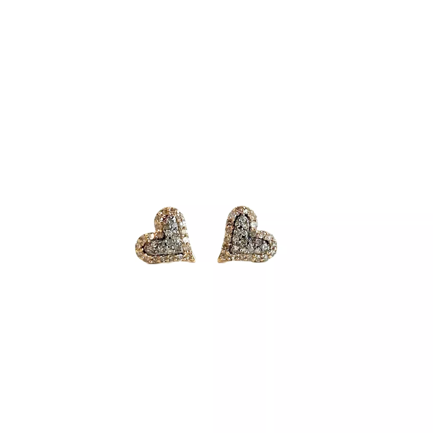 Gold & Silver Diamond Heart Studs