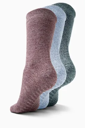 Gripjoy Socks Women's Original Crew Non-Slip Socks Green, Blue, Maroon (3 Pair Pack)