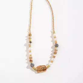 Howards Tan Brown Stone Linked Bead Necklace