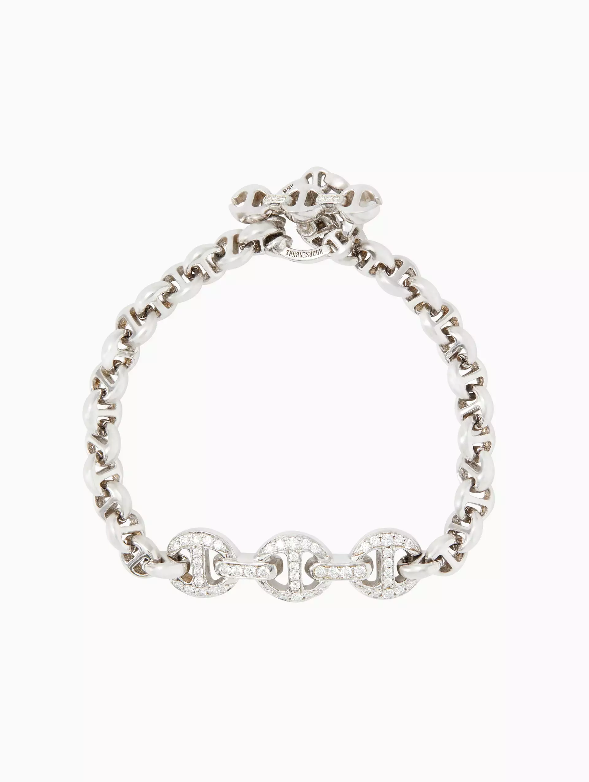 ID Bracelet With Antiquated Diamond Pendant