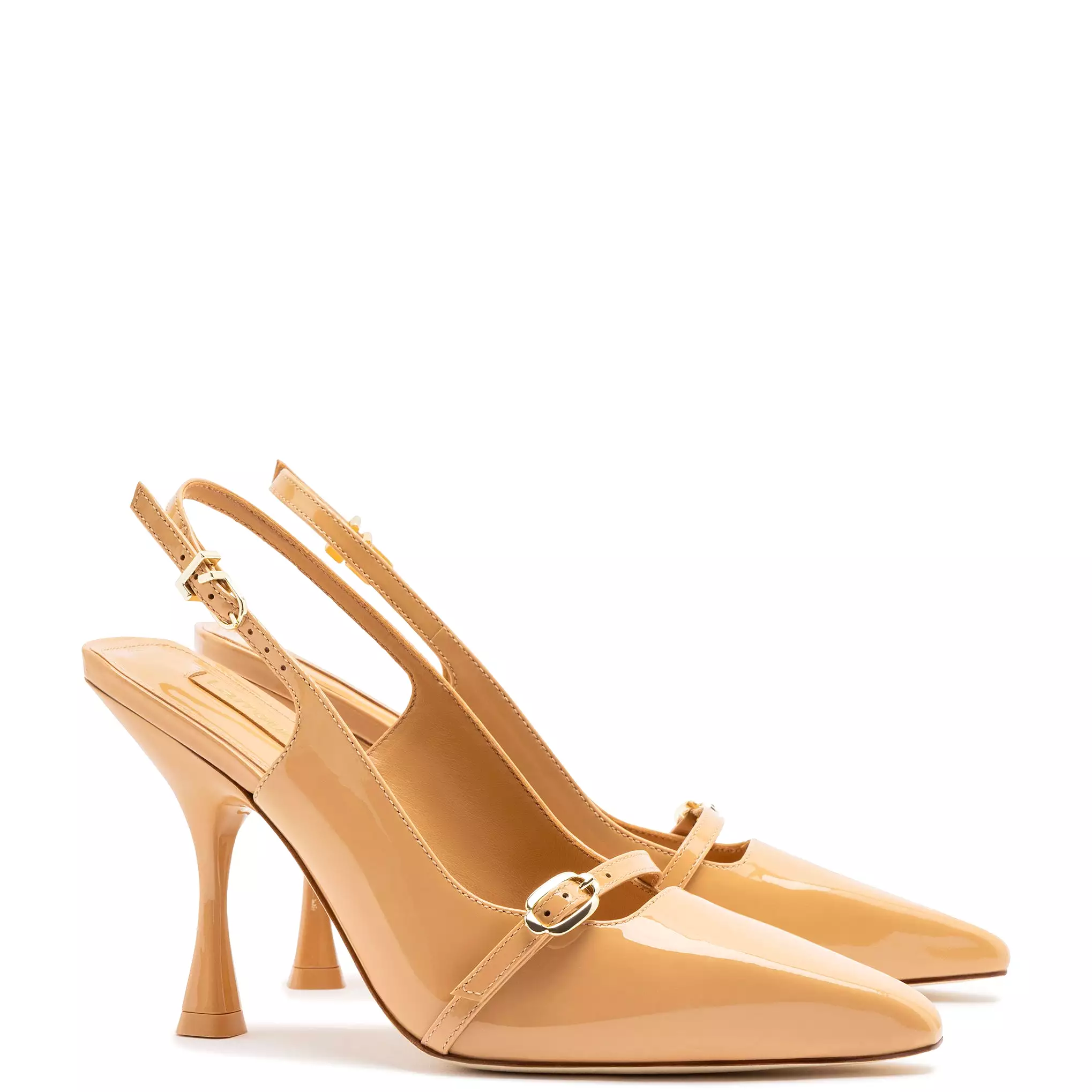 Ines Hi Pump in Tan Patent Leather