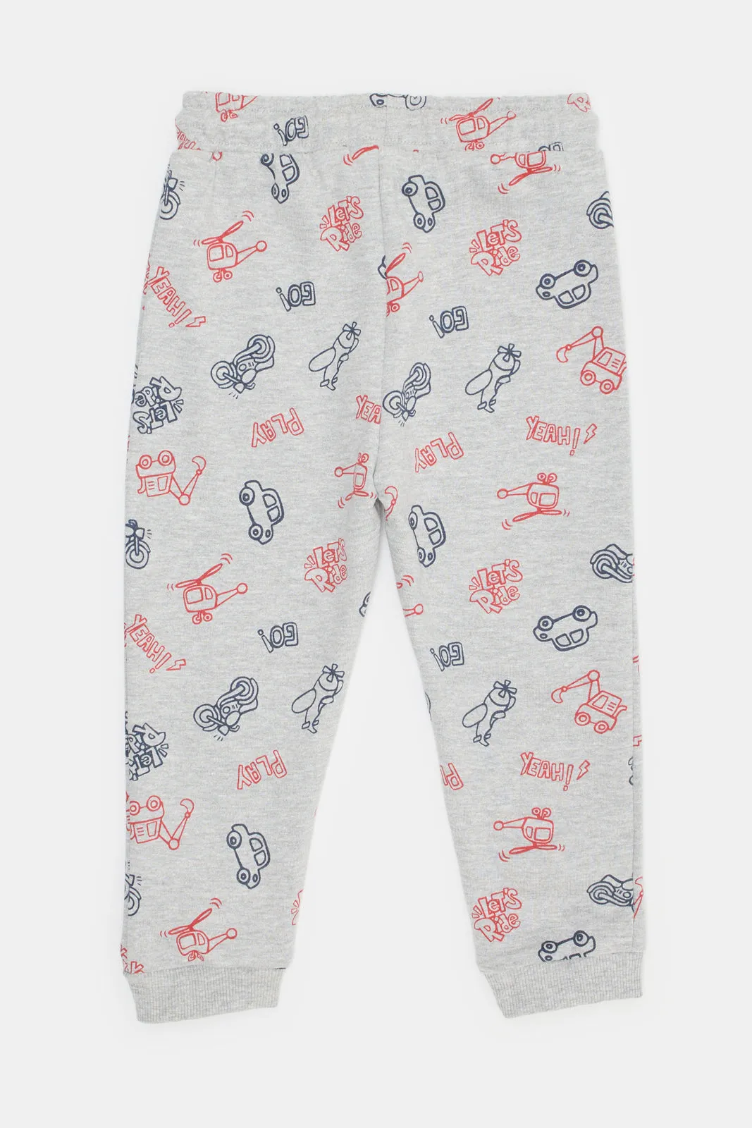 Infant Boys Grey Printed Active Pants