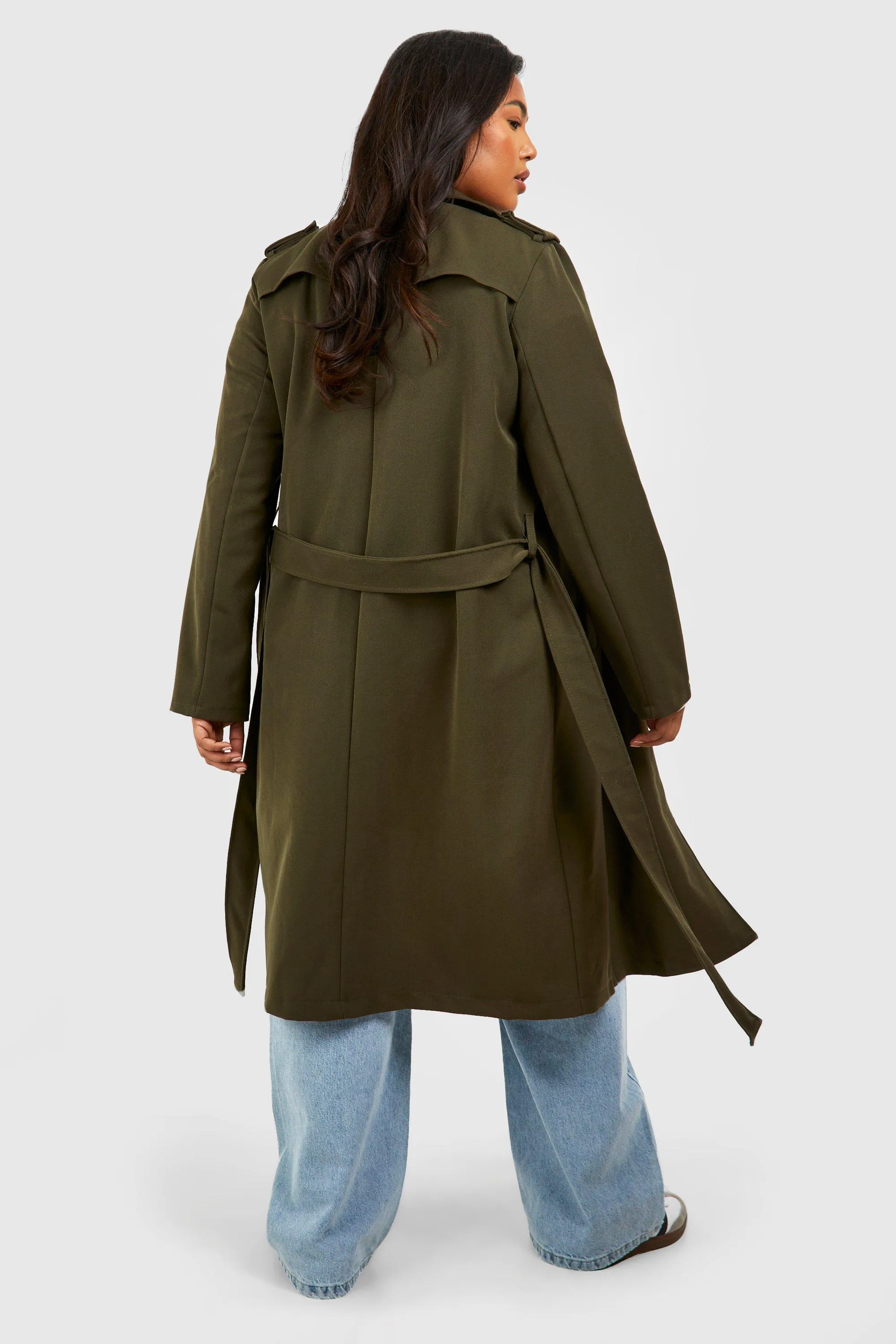 Jackets & Coats | Plus Woven Longline Belted Trench | boohoo