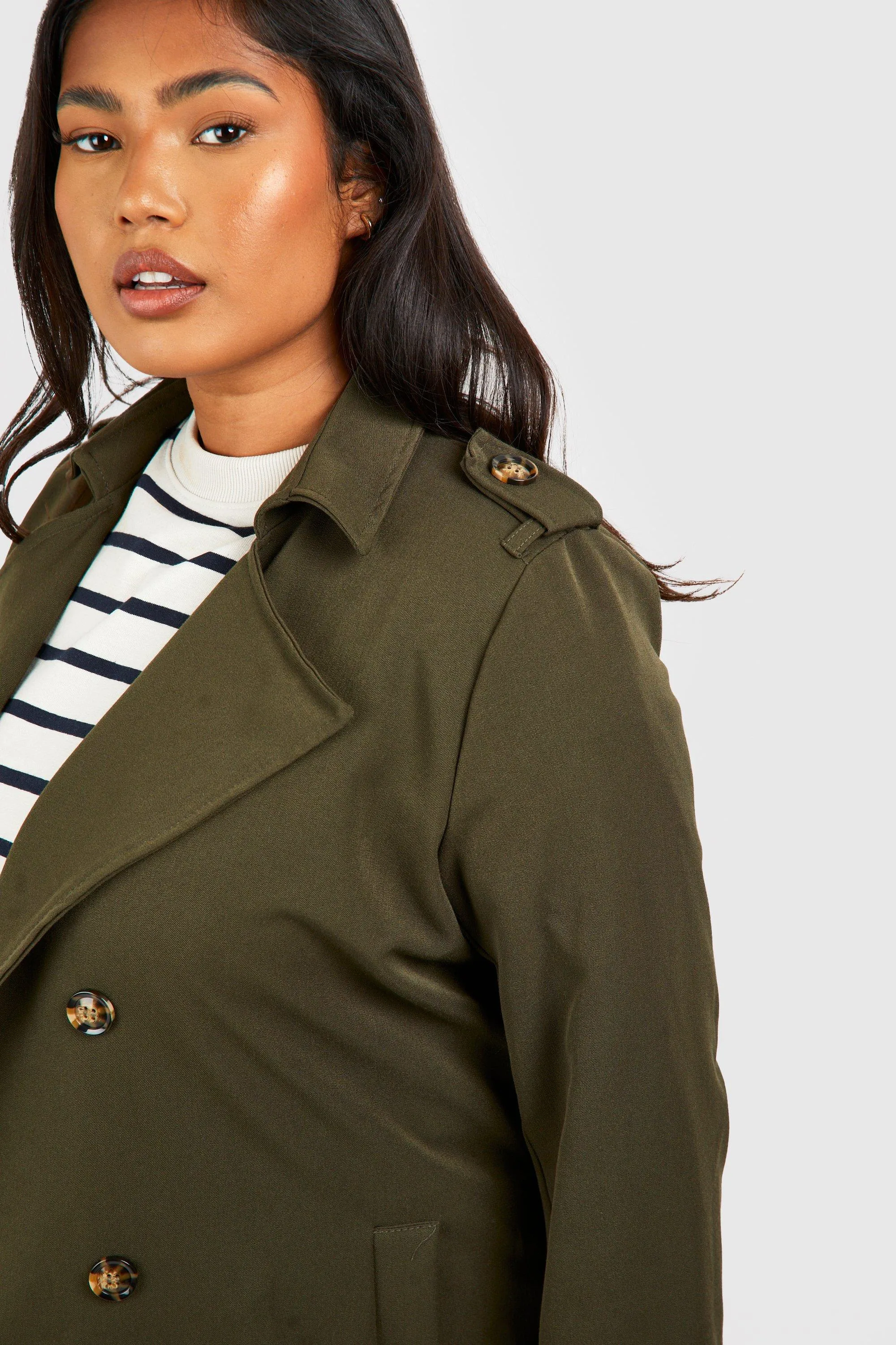 Jackets & Coats | Plus Woven Longline Belted Trench | boohoo