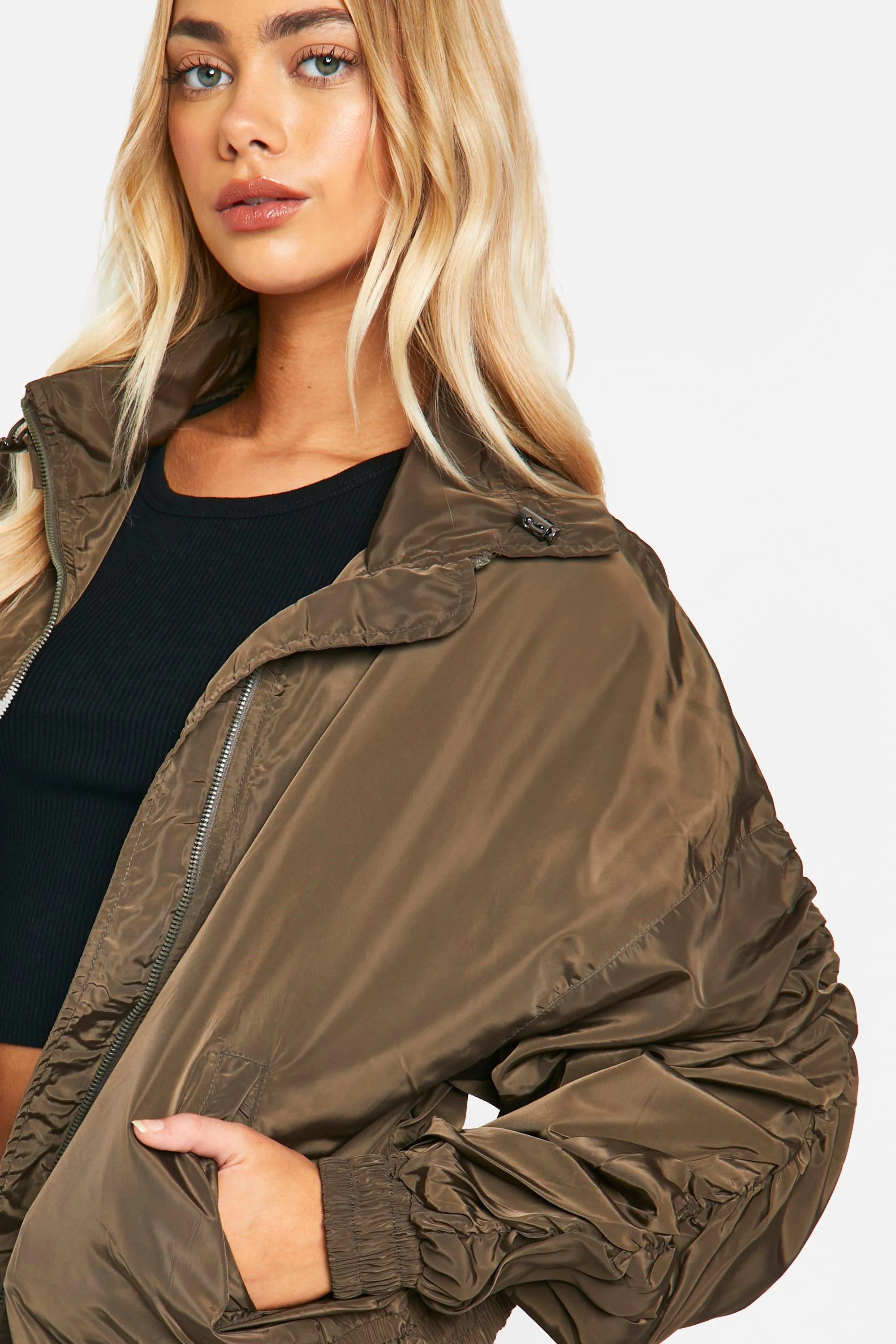 Jackets & Coats | Toggle Ruched Detail Mac | boohoo