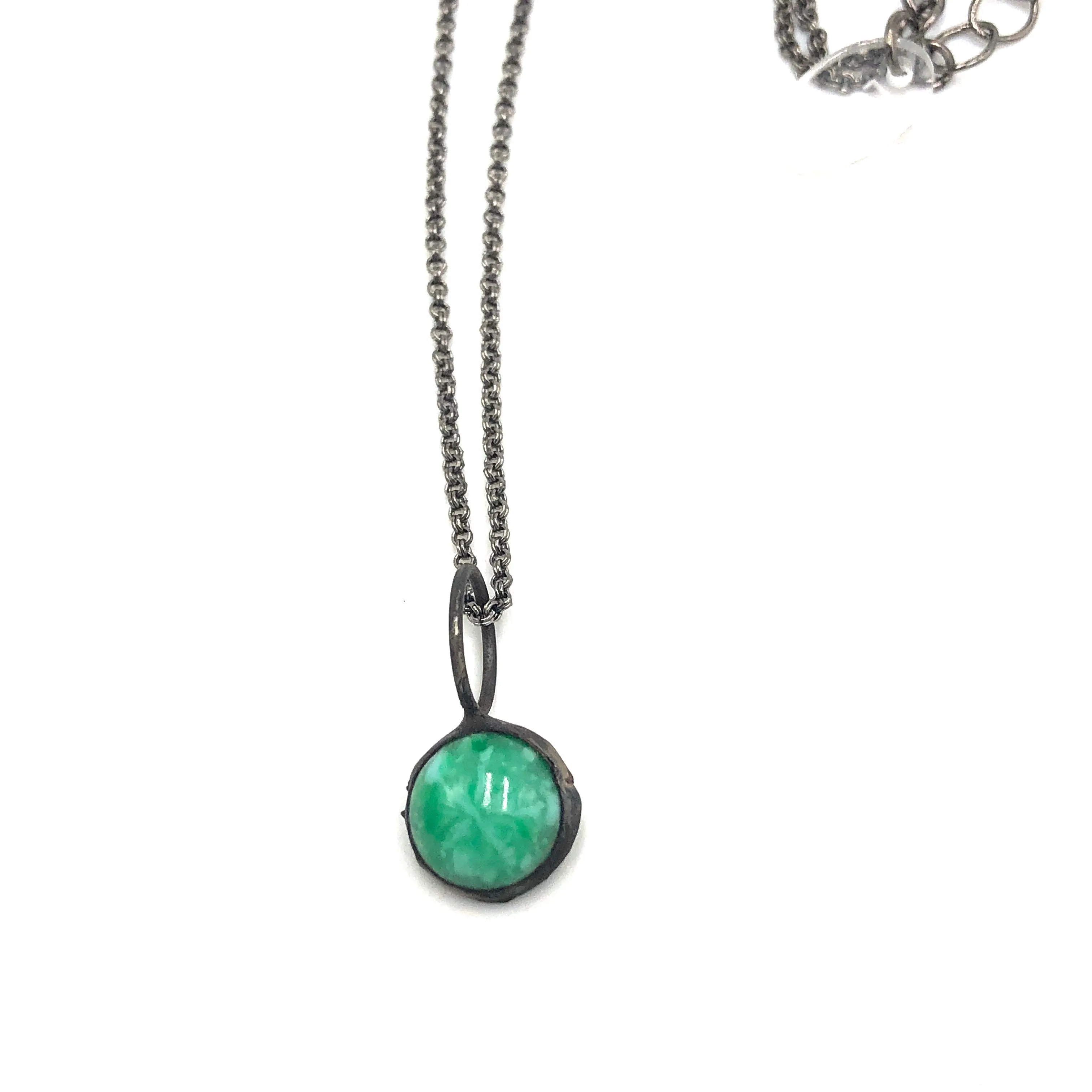 Jade Green Micro Mosaic Layering Necklace - Shortie