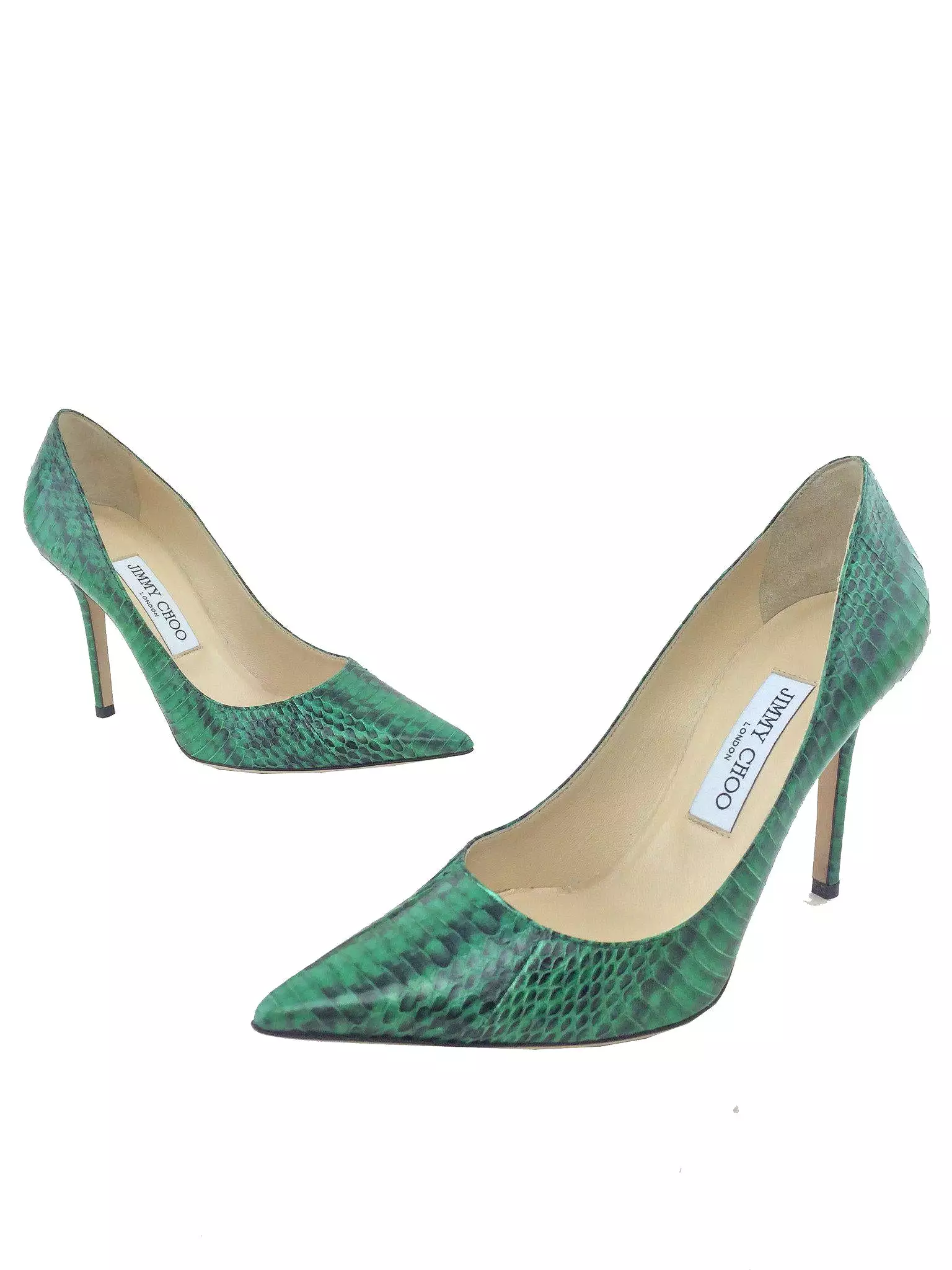 Jimmy Choo Anouk Snakeskin Pointed-Toe Pumps Size 7.5