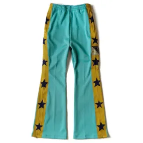 Kapital Smooth Jersey Stuntman Track Pants Teal/Yellow