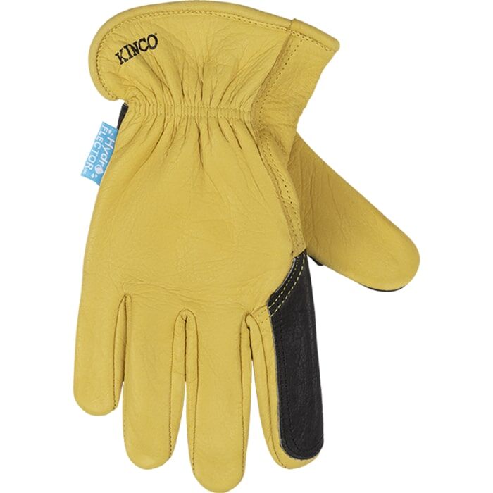 Kinco HydroFlector Water-Resistant Premium Grain Buffalo Driver With Double-Palm Gloves in Golden