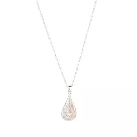 KNIGHT & DAY - Silver Micropave Teardrop Pendant Necklace