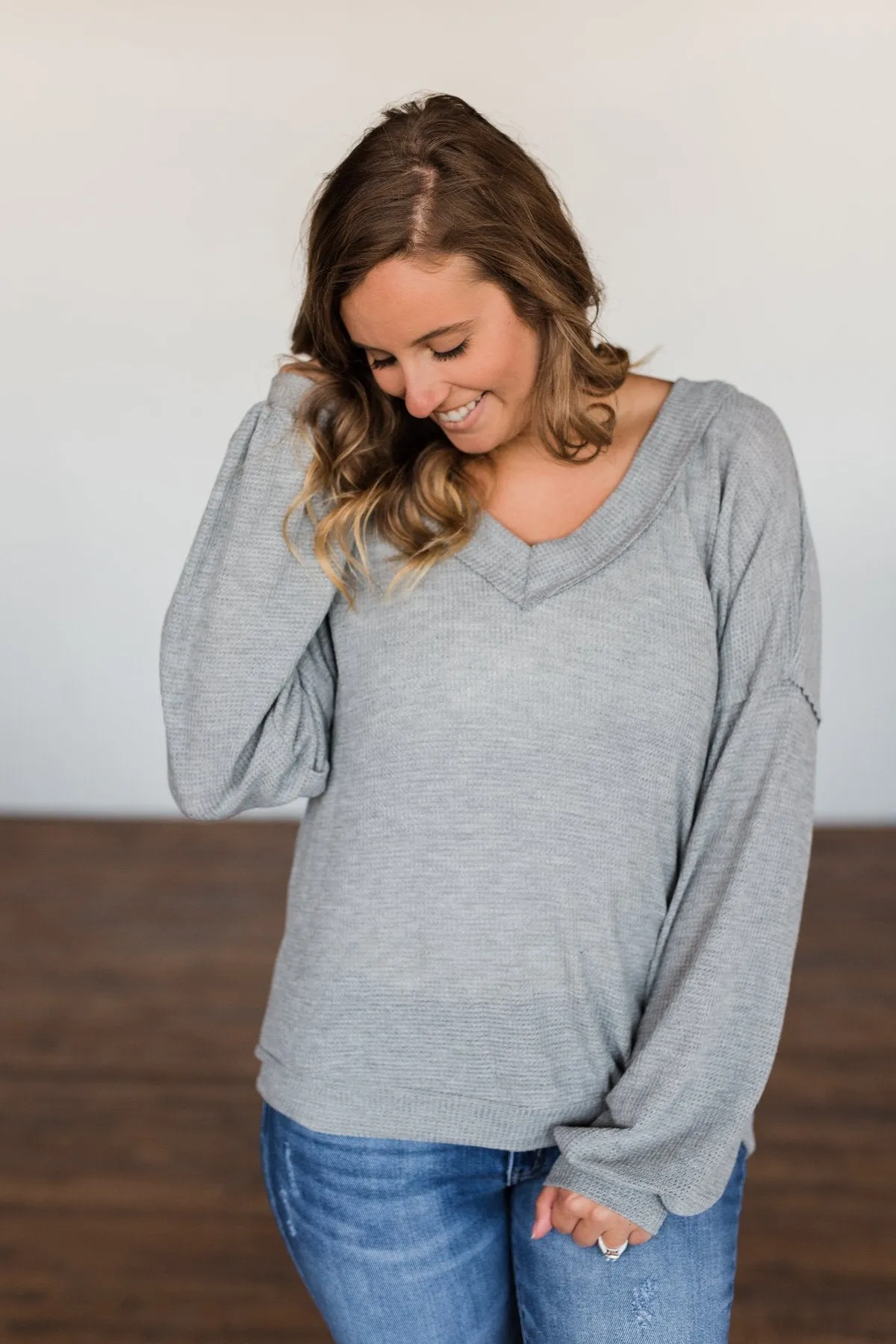 Know You Better Thermal Long Sleeve Top- Grey