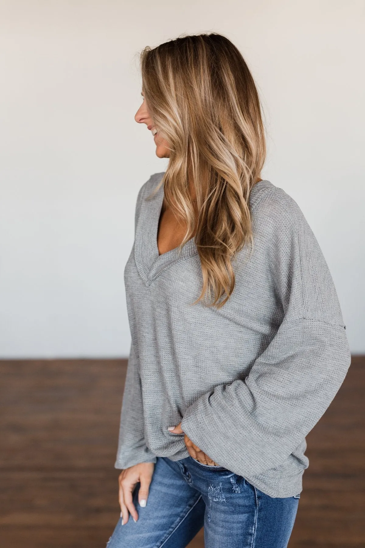 Know You Better Thermal Long Sleeve Top- Grey