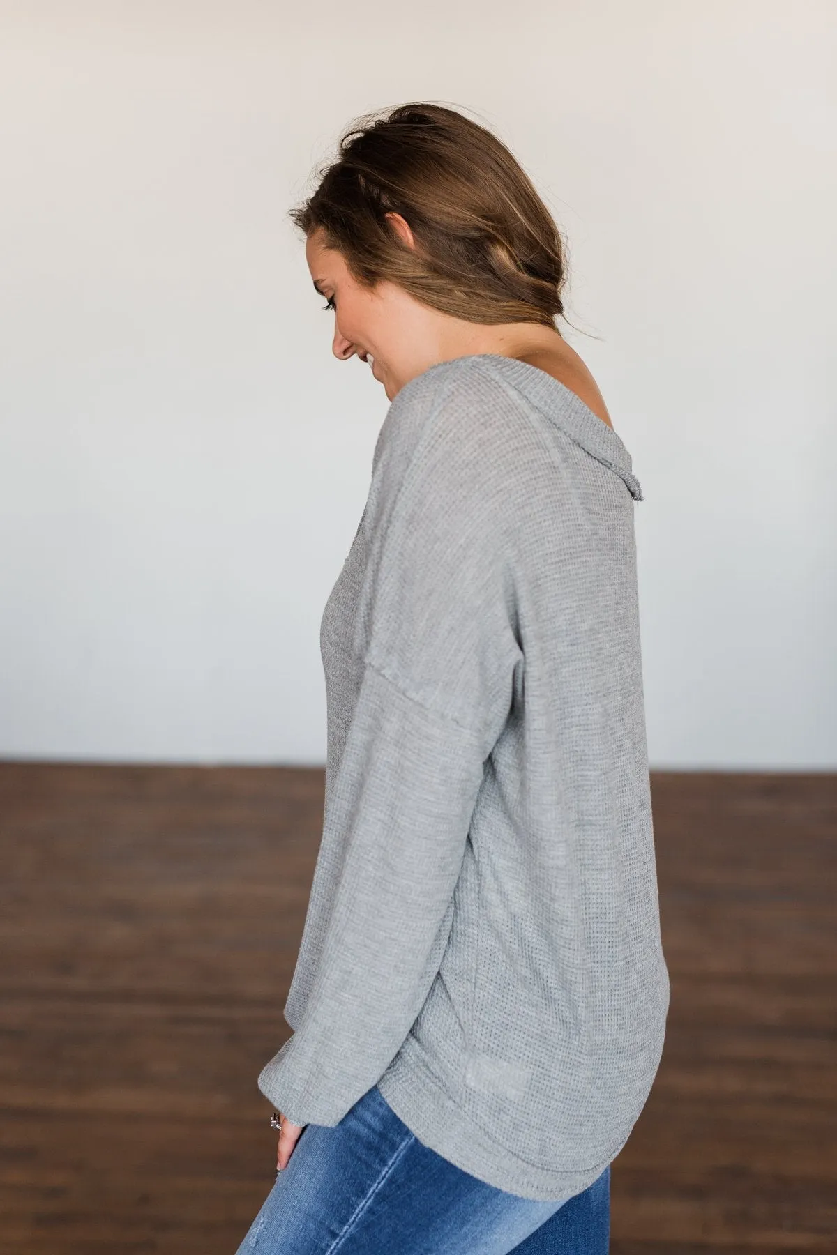 Know You Better Thermal Long Sleeve Top- Grey