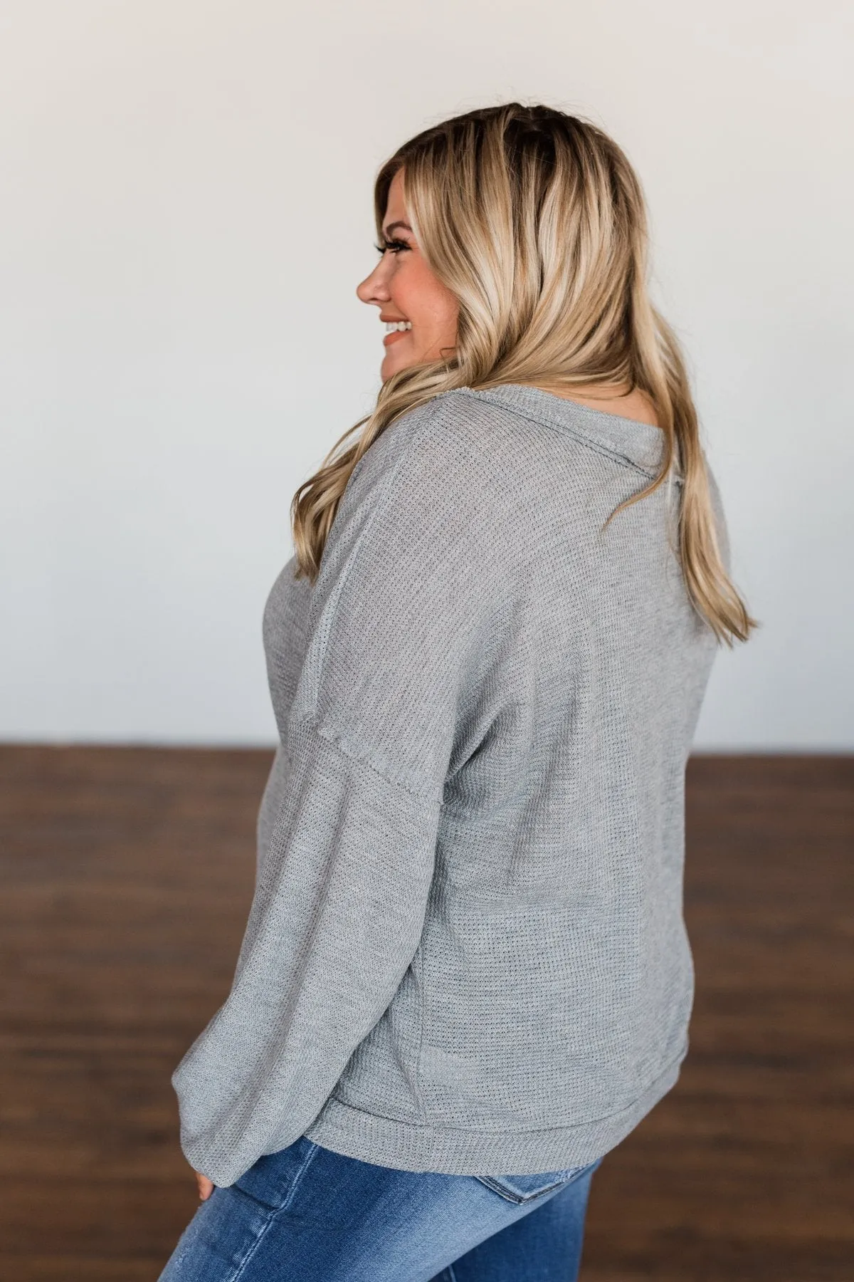 Know You Better Thermal Long Sleeve Top- Grey