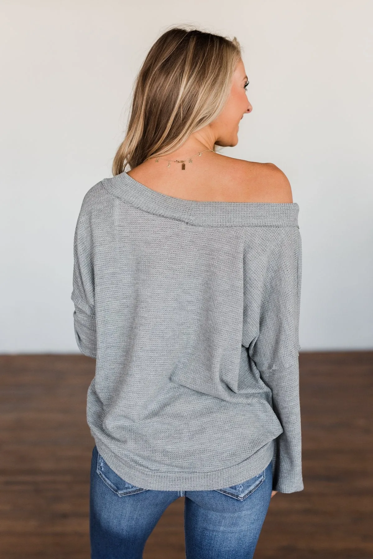 Know You Better Thermal Long Sleeve Top- Grey