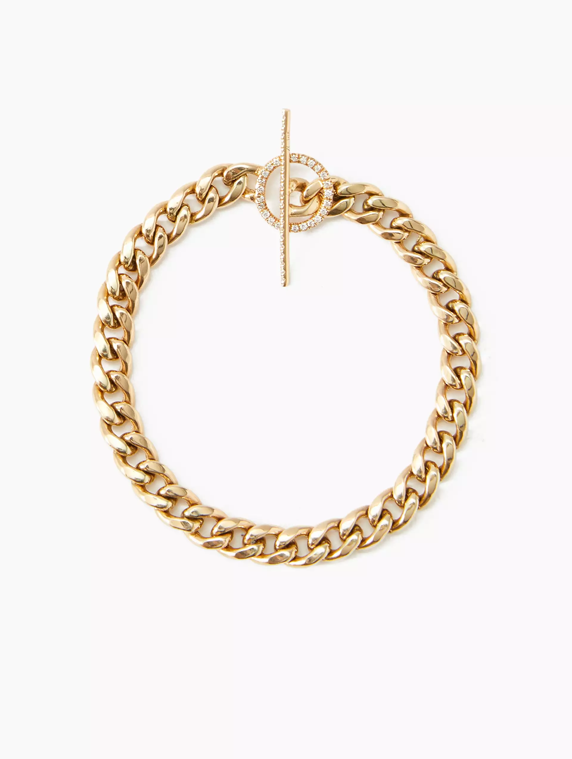 Large Curb Chain Pave Diamond Toggle Bracelet