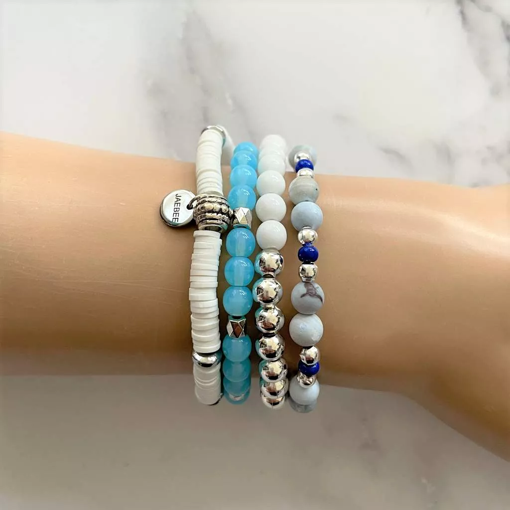 Light Blue Matte Denim Agate Bracelet