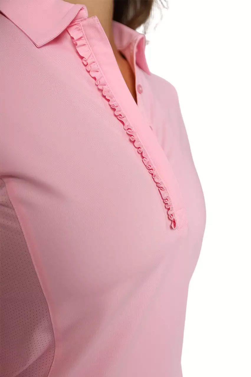 Light Pink Long Sleeve Ruffle Polo