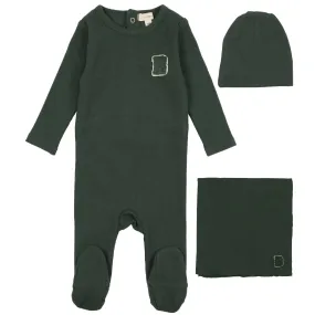 Lil Legs Green B Applique Layette Set- Boy