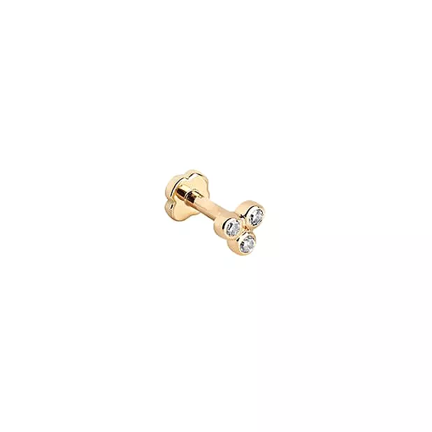 MBF Diamond Triad Large Labret, 14k Gold