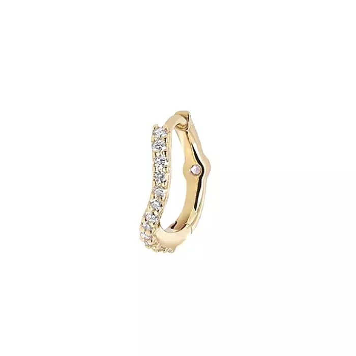 MBF Diamond Wave Huggie, 14k Gold