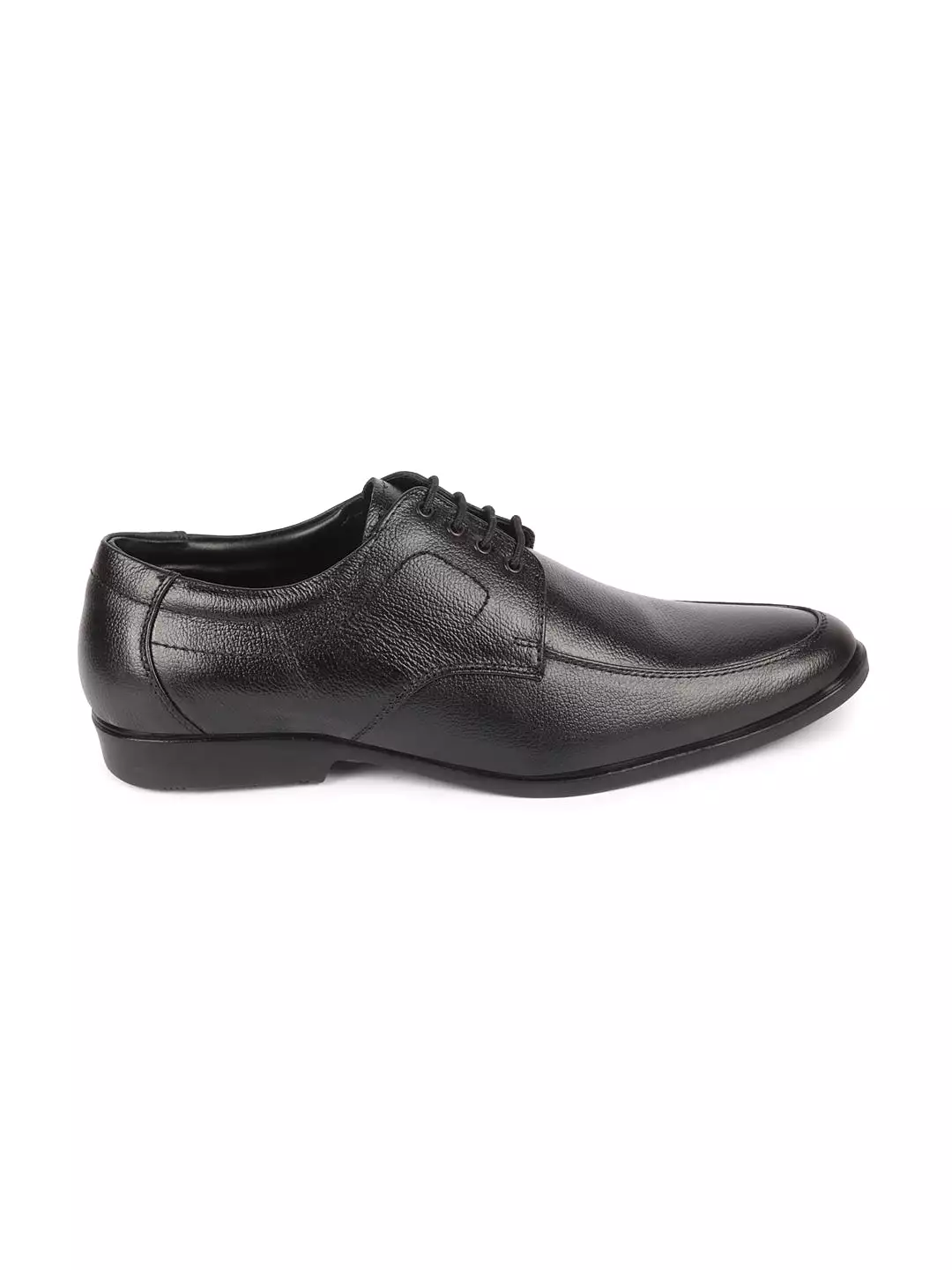 Men Black Genuine Leather Formal Office Pointed Toe Derby Lace Up Shoes with Comfort EVA Pad Insole