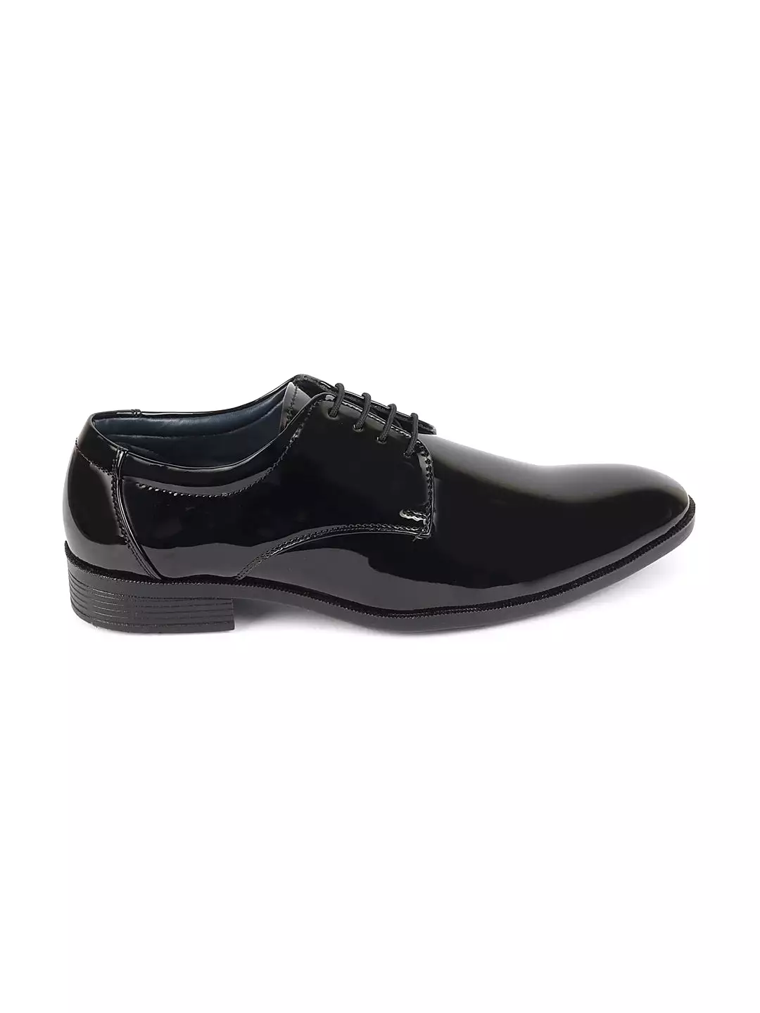 Men Black Patent Leather Shine Party Wedding Pointed Toe Lace Up Derby Shoes