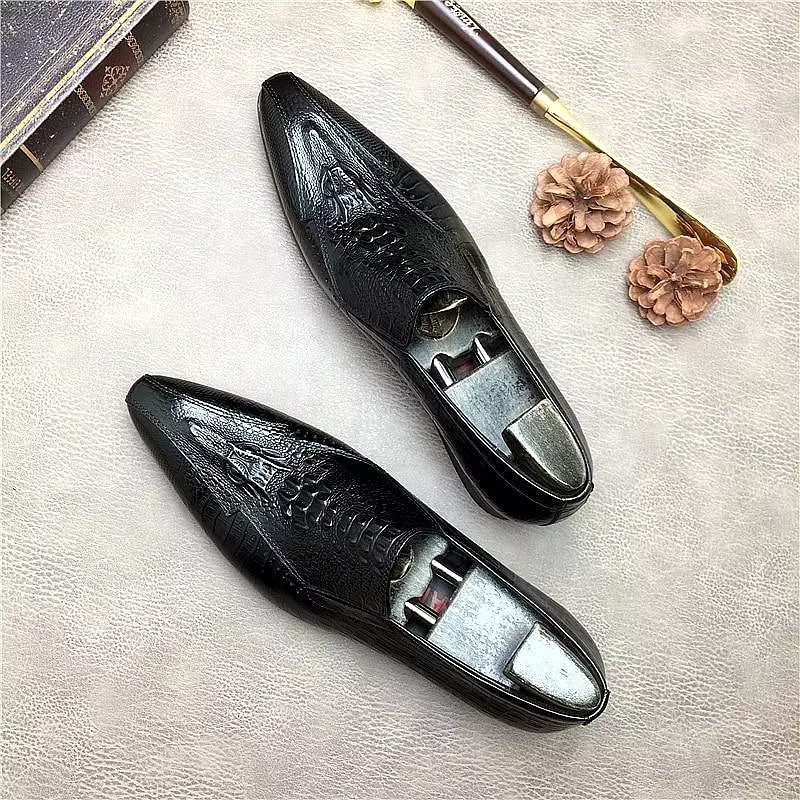 Men  Dress Shoes -  Basilio Serpentine Pointed Toe Shoes