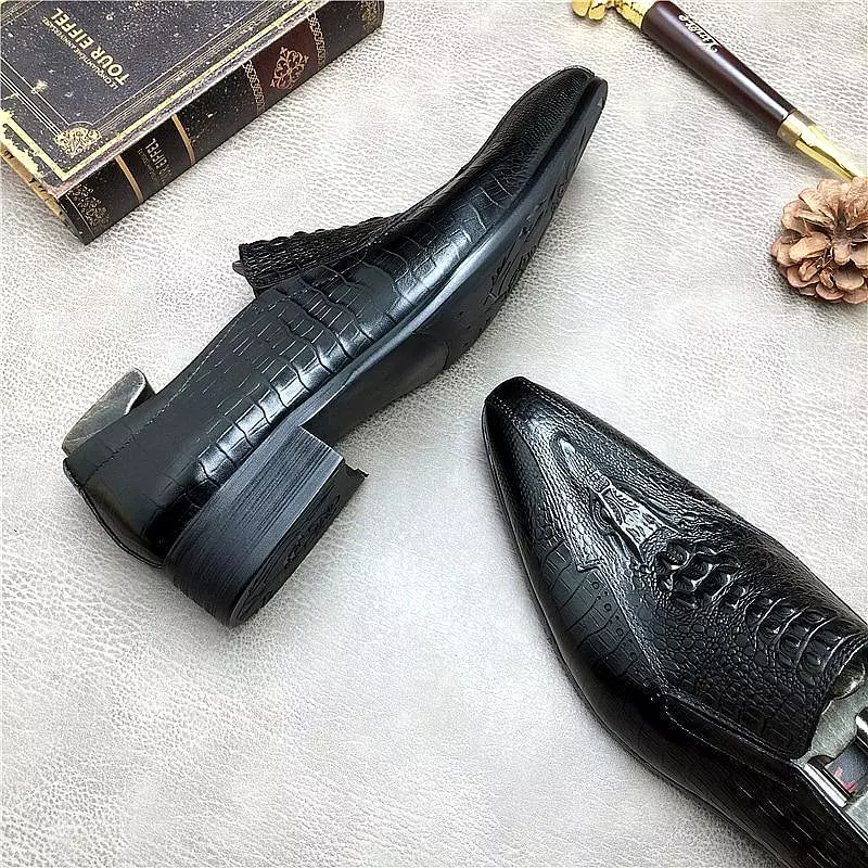 Men  Dress Shoes -  Basilio Serpentine Pointed Toe Shoes