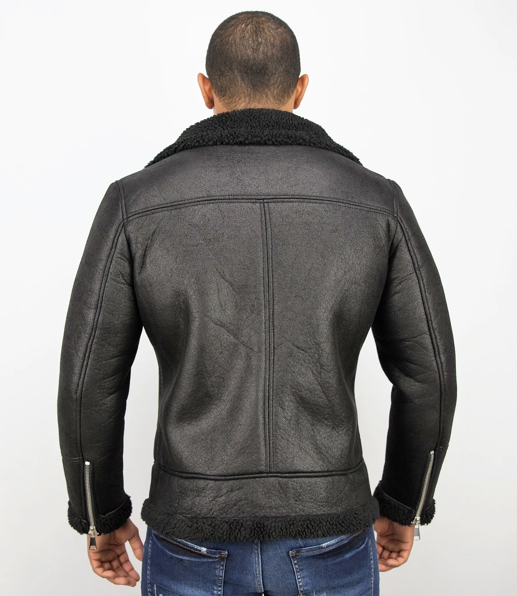 Men Lammy Coats Short Black