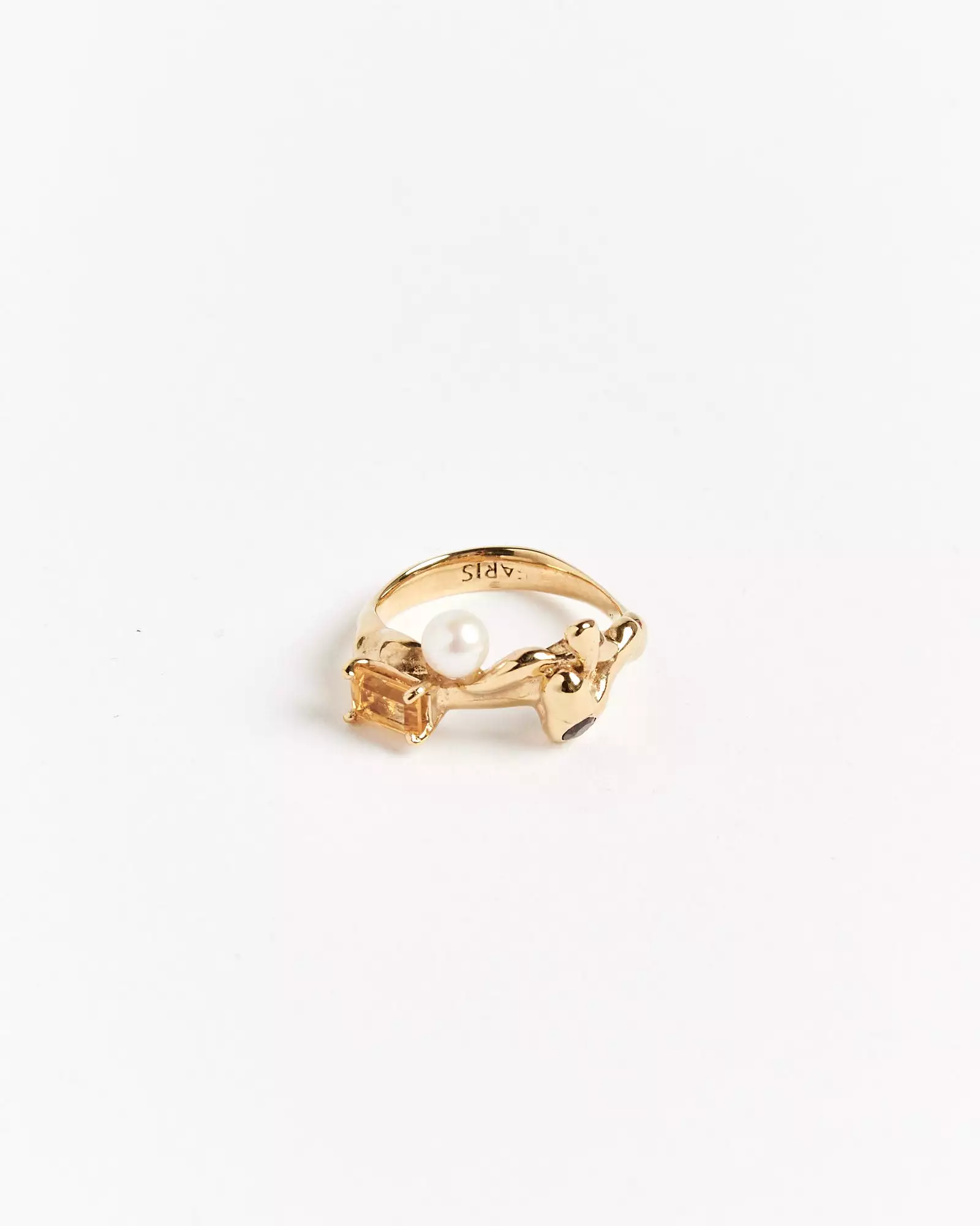 Menage Ring in 14K Gold/Citrine/Garnet