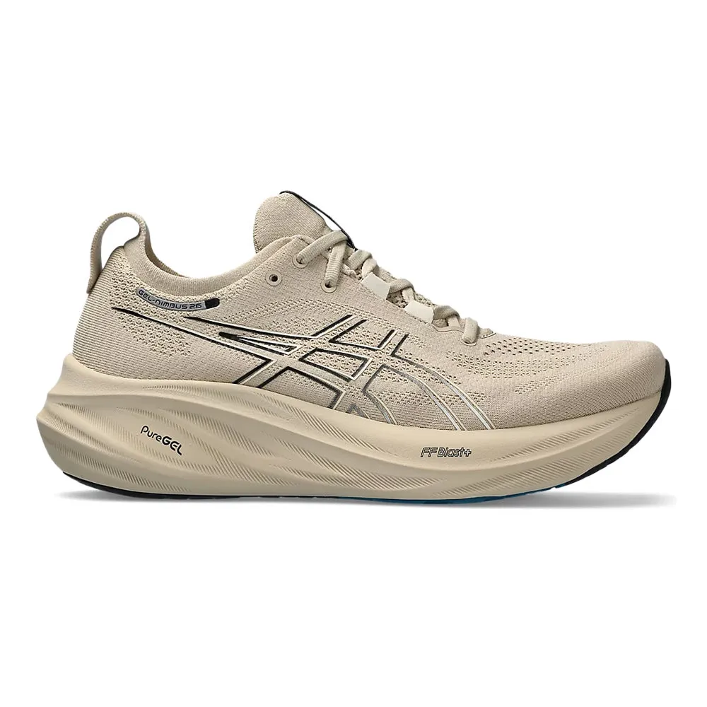 Men's Asics GEL-Nimbus 26, Feather Grey/Black, 9.5 D Medium