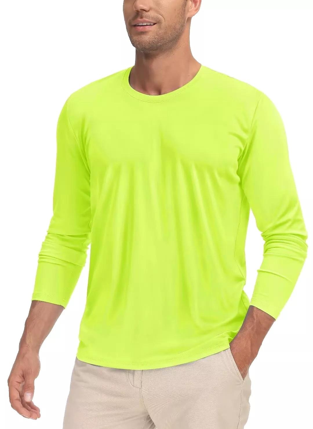 Mens Outdoor Summer UPF50+ Sun Protection Performance T-shirts Mens Long Sleeve Quick Dry Sports Hiking Gym Running T-shirt Tee 