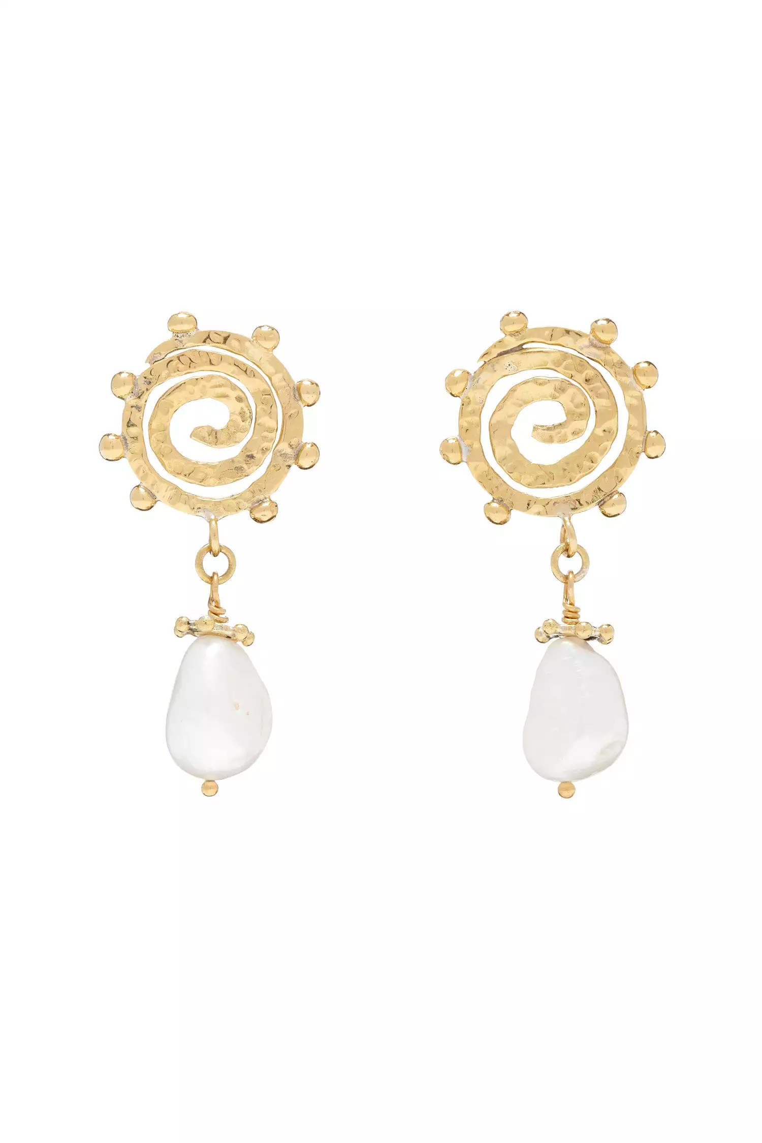 Mini Spiral Stone Earring - Pearl