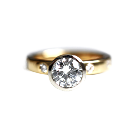 Mixed Metals & Round Cut Diamond Engagement Ring