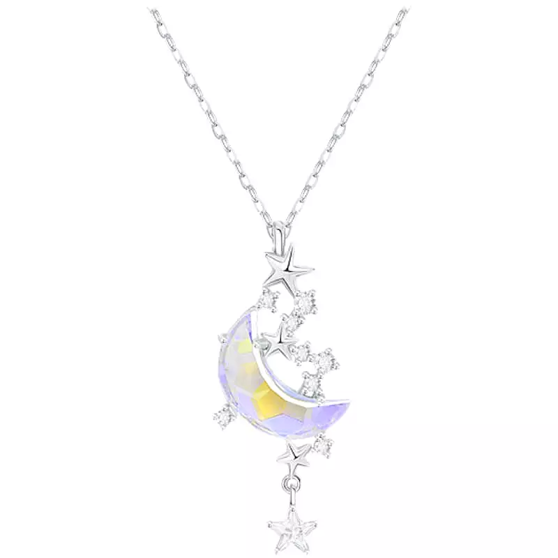 ''MOON & STAR'' FAIRY SILVER NECKLACE BY8064