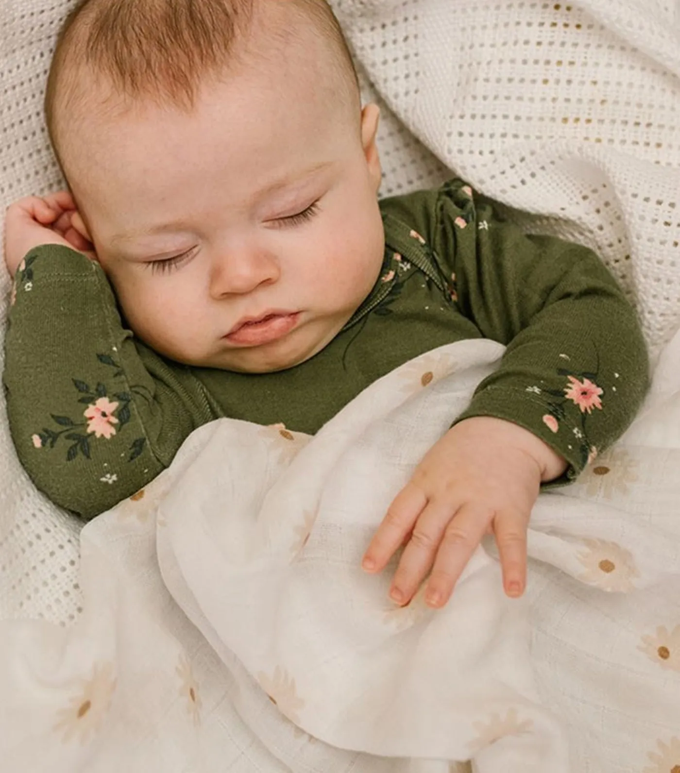 Muslin Swaddling Blankets Set of 2 - Daisies & Greenery