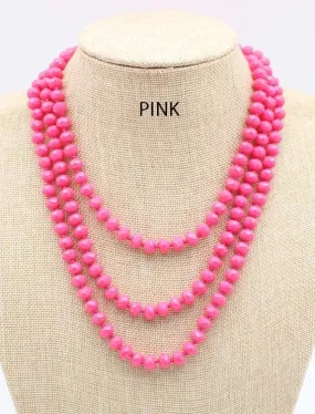 *Neon Pink Beaded 60 Layering Necklace*