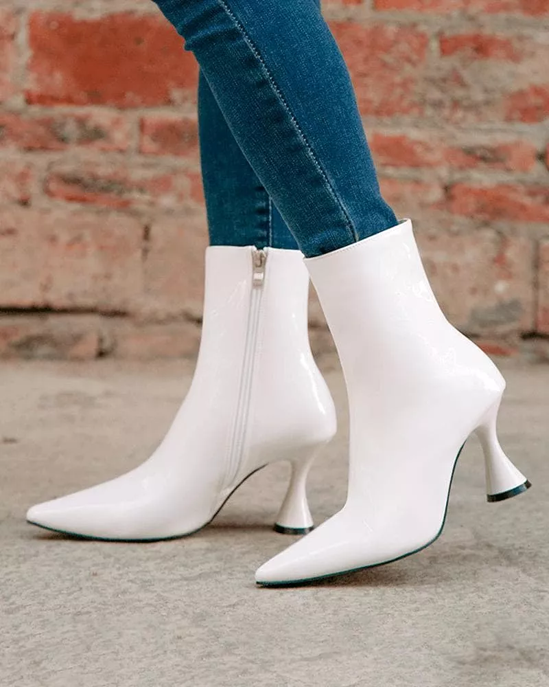 Patent Leather Side-zip Stiletto Ankle Boots