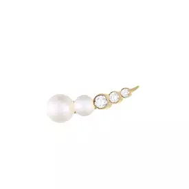 Petite Pearl Diamond Croissant Earring