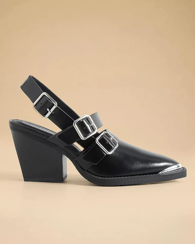 Pointed Toe Adjusting Buckle Heels