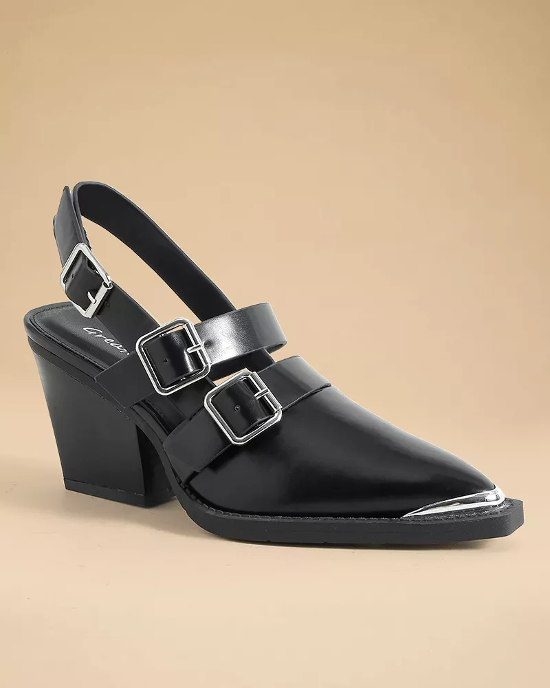 Pointed Toe Adjusting Buckle Heels