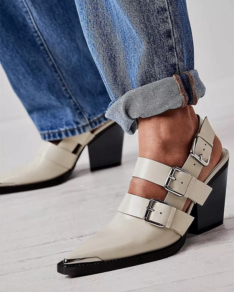 Pointed Toe Adjusting Buckle Heels