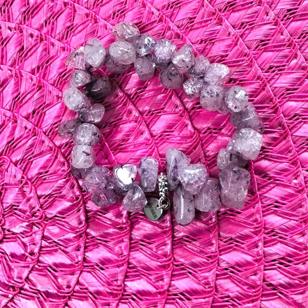 Purple Crackle Quartz Beaded Bracelet