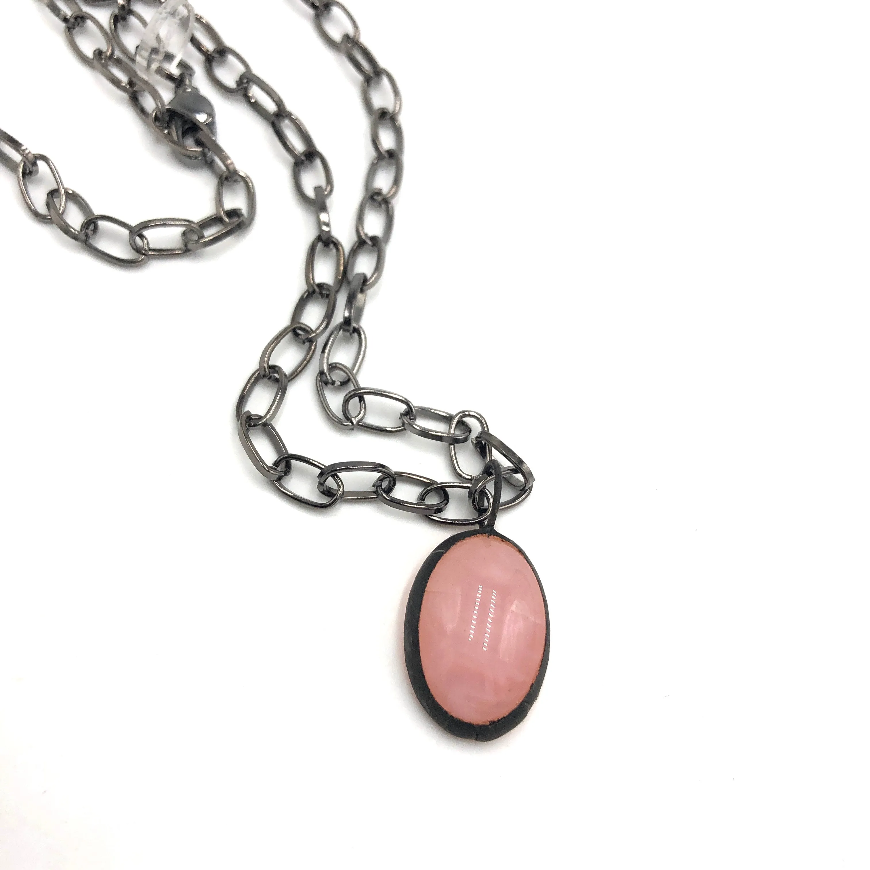 Rose 'Gemz' & Paperclip Layering Necklace